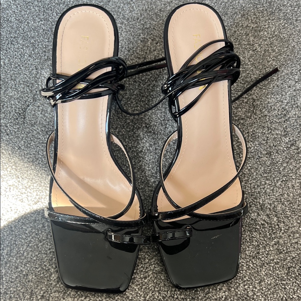 Fashion Nova Black Strappy Heels